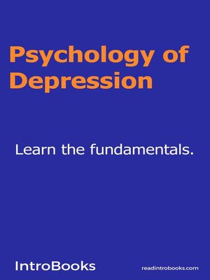 cover image of Psychology of Depression